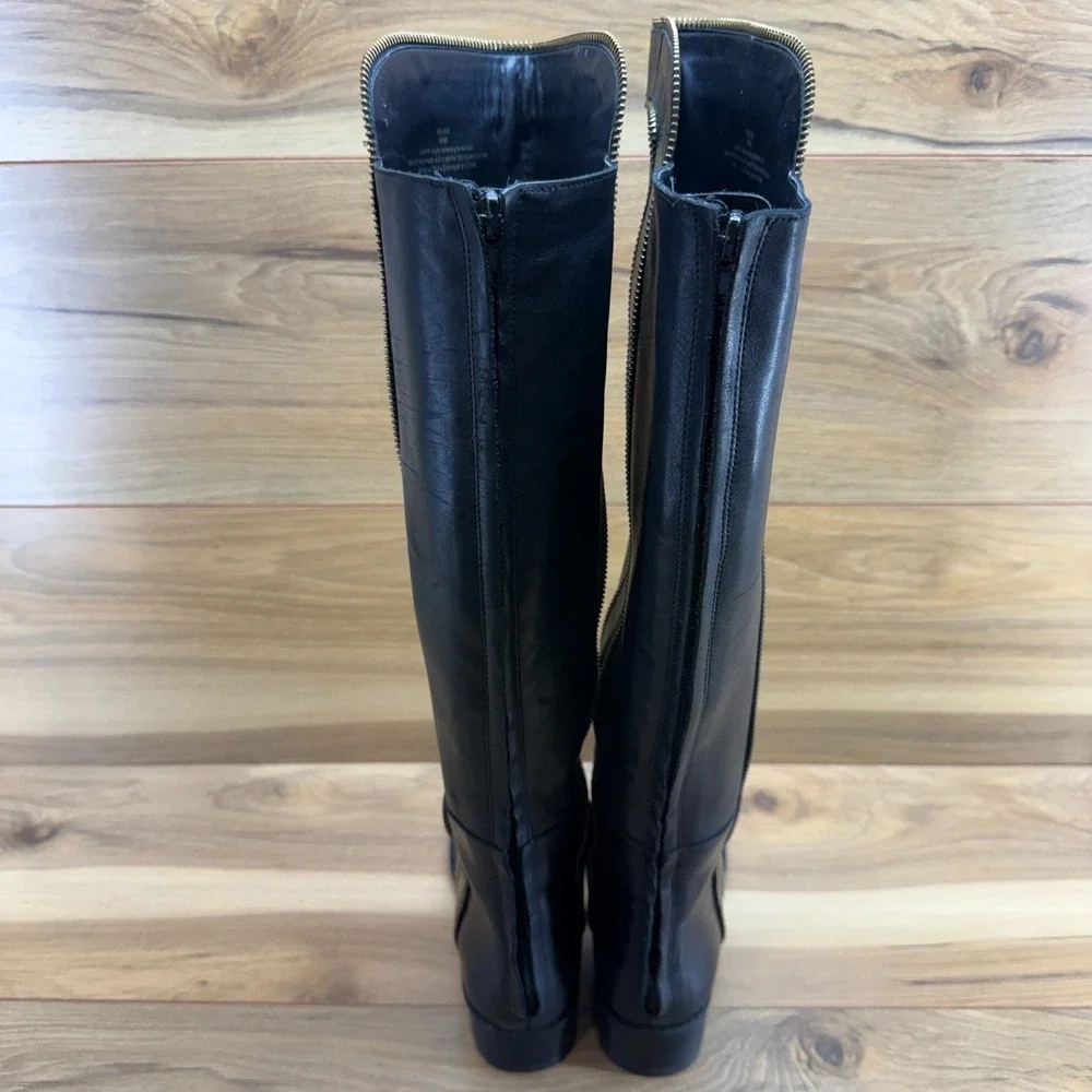 Karl Lagerfeld Mimi Tall‎ Boots Womens 6 M Black Leather Zipper Over The Knee
